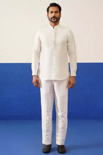 Mohit hiranandani in beige embroidery indo set