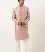 Pink embroidered achkan