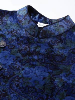 Blue printed velvet angrakha indowestern 2