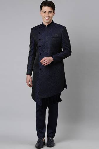 Blue black jacquard indo set