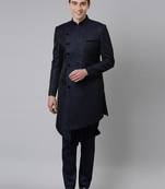 Blue black jacquard indo set