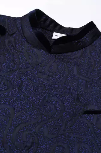 Blue black jacquard indo set