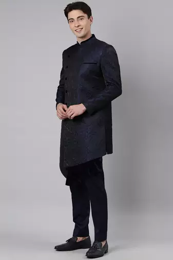 Blue black jacquard indo set