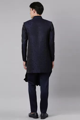 Blue black jacquard indo set