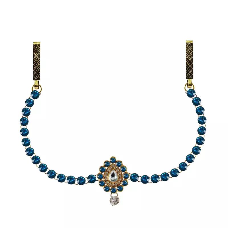 Waist Belt Gold Platted Blue Color Stone
