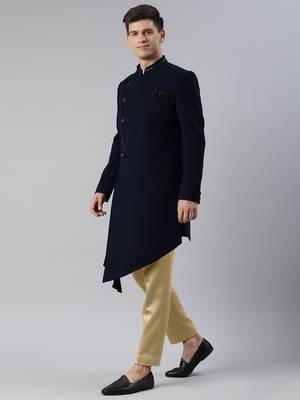 Blue drape indowestern 4