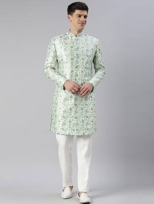 Light green embroidered indowestern 1