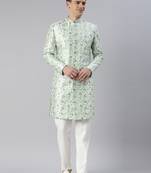 Light green embroidered indowestern