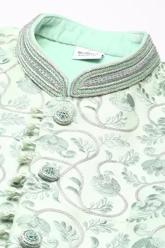 Light green embroidered indowestern