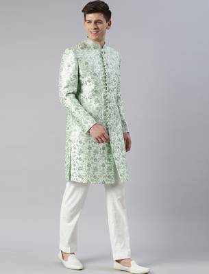 Light green embroidered indowestern 3