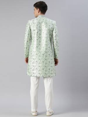 Light green embroidered indowestern 4
