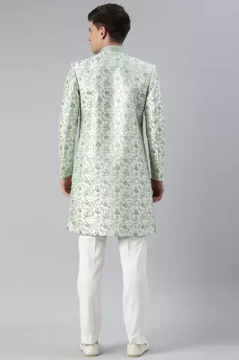 Light green embroidered indowestern