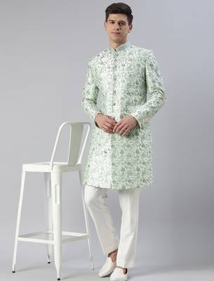 Light green embroidered indowestern 5