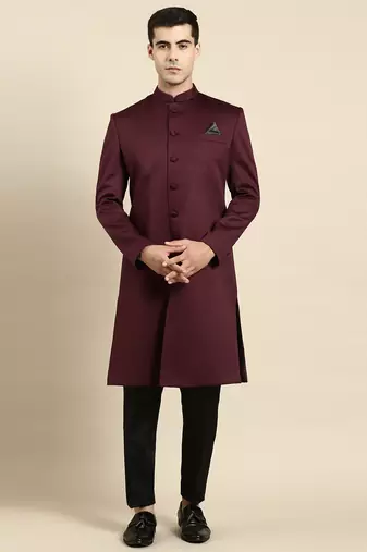 Wine classic achkan Sherwani