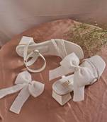 White woven leather heels