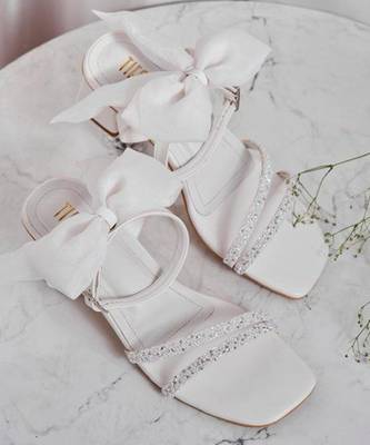 White woven leather heels 2