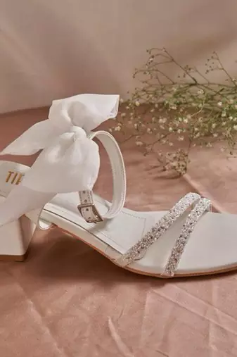 White woven leather heels