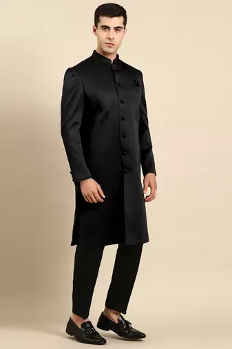 Black classic achkan Sherwani