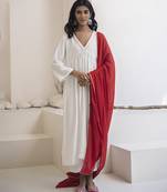 White plain cotton silk kurta set