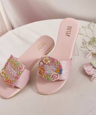 Pink woven leather flats 2