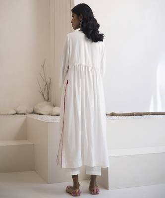 White plain cotton silk kurta set 3