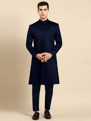 Navy blue classic achkan 1