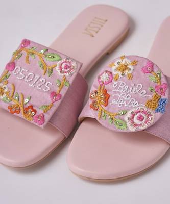 Pink woven leather flats 5