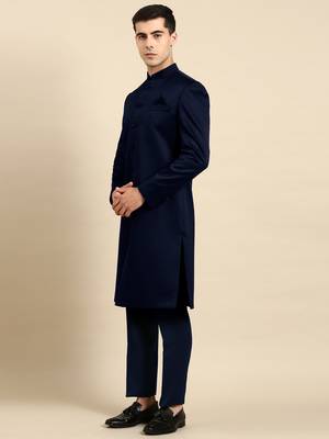 Navy blue classic achkan 4