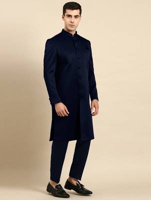 Navy blue classic achkan 5