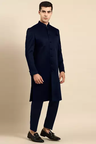 Navy blue classic achkan