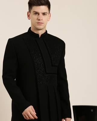 Black draped embroidered indowestern 2