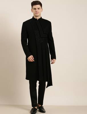 Black draped embroidered indowestern 1