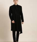 Black draped embroidered indowestern