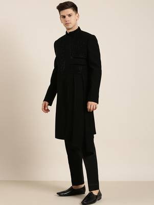 Black draped embroidered indowestern 4