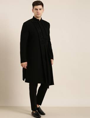 Black draped embroidered indowestern 5
