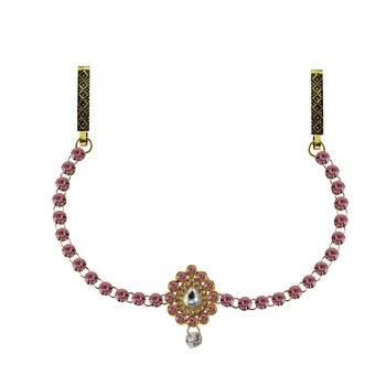Waist Belt Gold Platted Pink Color Stone 1