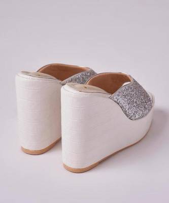 Silver woven leather wedges  3