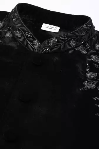 Black velvet embroidery achkan