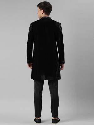 Black velvet embroidery achkan 5