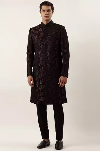 Wine cord dori embroidered indowestern