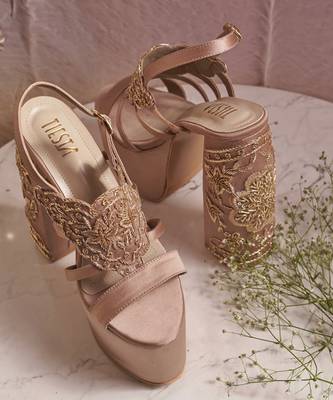 Nude woven leather heels 1