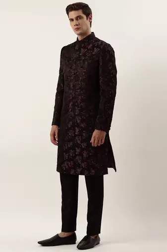 Wine cord dori embroidered indowestern