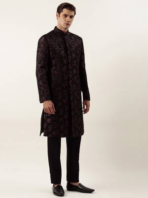 Wine cord dori embroidered indowestern 4