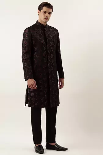 Wine cord dori embroidered indowestern