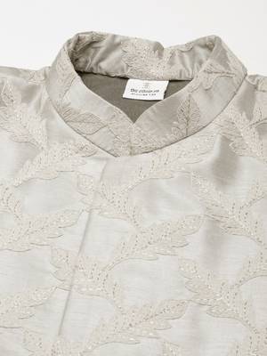 Grey thread embroidered achkan 2