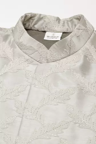 Grey thread embroidered achkan