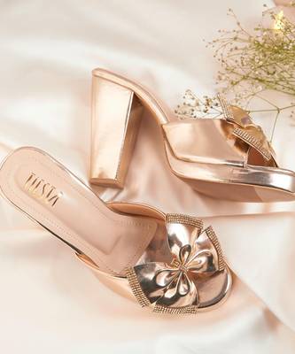 Gold woven leather heels 1