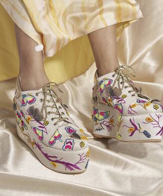 White woven leather Wedges 1
