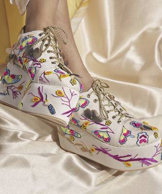 White woven leather Wedges 4