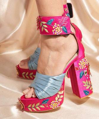 Multicolor woven leather Heels 1